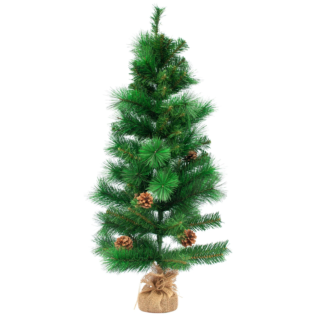 39" Mixed Pine And Pine Cones Artificial Christmas Tree In Jute Base 1 39" Mixed Pine And Pine Cones Artificial Christmas Tree In Jute Base