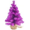 17.5" Boysenberry Purple Pine Tree In Natural Jute Base Christmas Decoration