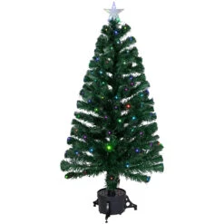 4' Pre-Lit Potted Fiber Optic Artificial Christmas Tree, Multicolor LED Lights