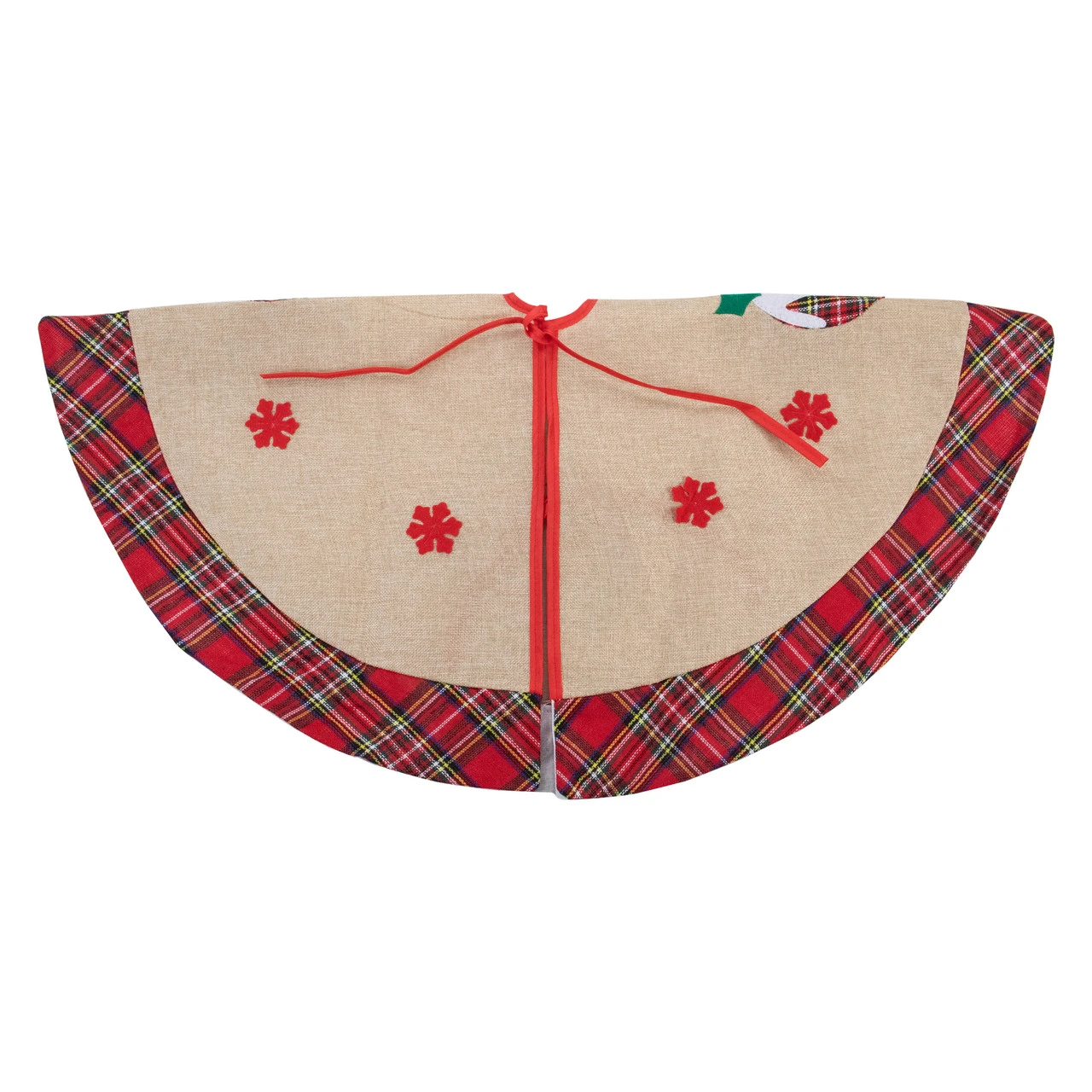 48" Burlap Plaid Tree Skirt With Christmas Puddings 5 48" Burlap Plaid Tree Skirt With Christmas Puddings - Image 5