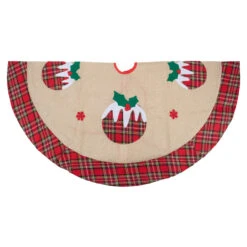48" Burlap Plaid Tree Skirt With Christmas Puddings 7 48" Burlap Plaid Tree Skirt With Christmas Puddings -Best Christmas Store northlight j90424 4 60738.1667535628