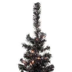 4' Pre-Lit Black Artificial Tinsel Christmas Tree, Clear Lights -Best Christmas Store northlight j92323 5 80931.1667569737