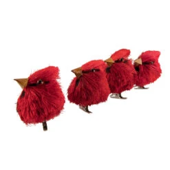 Set Of 4 Red Cardinal Clip-On Sisal Christmas Bird Ornaments, 3.5" -Best Christmas Store northlight ja01551 3 51328.1667488223