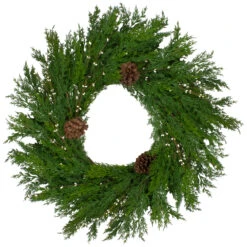 32" Cedar With Pine Cones And White Berries Artificial Christmas Wreath - Unlit