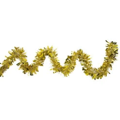 50' X 4' Gold And Snowblush Wide Cut Tinsel Christmas Garland - Unlit