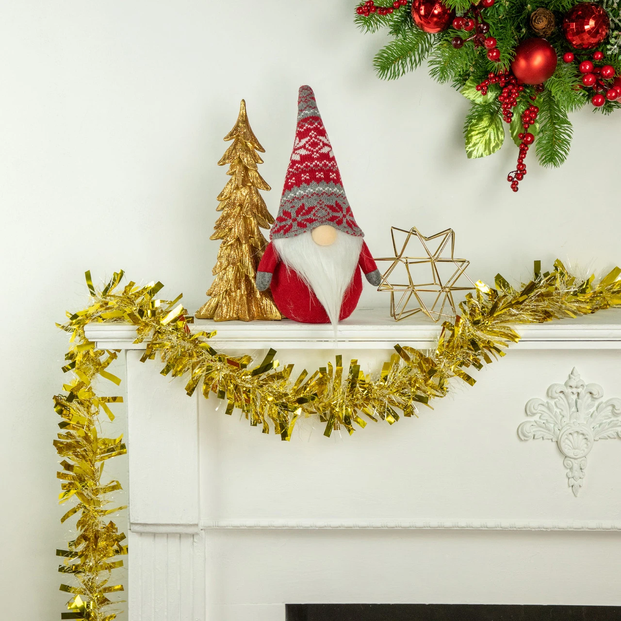 50' X 4' Gold And Snowblush Wide Cut Tinsel Christmas Garland - Unlit 2 50' X 4' Gold And Snowblush Wide Cut Tinsel Christmas Garland - Unlit - Image 2