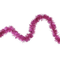 Shiny Pink Traditional Tinsel Garland - 50 Feet, Unlit