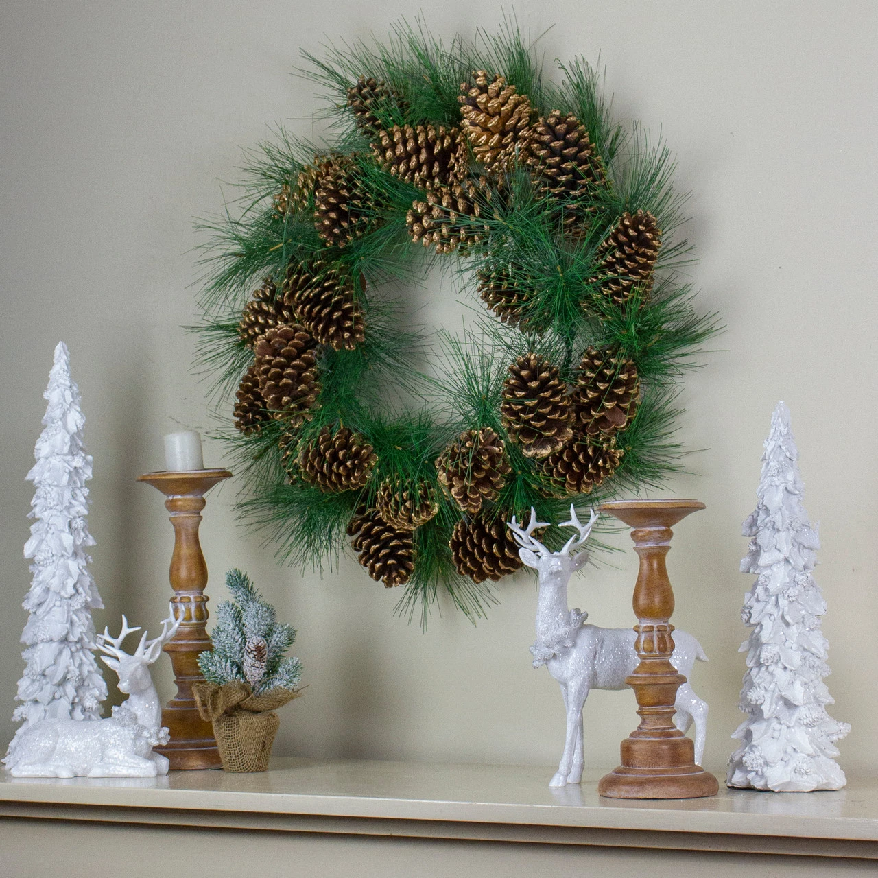 Long Needle Pine And Pine Cone Artificial Christmas Wreath - 24-Inch, Unlit 2 Long Needle Pine And Pine Cone Artificial Christmas Wreath - 24-Inch, Unlit - Image 2