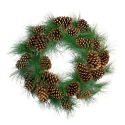 Long Needle Pine And Pine Cone Artificial Christmas Wreath - 24-Inch, Unlit