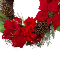 Red Poinsettia And Hydrangea Flowers With Berries Artificial Christmas Wreath - 24-Inch, Unlit 5 Red Poinsettia And Hydrangea Flowers With Berries Artificial Christmas Wreath - 24-Inch, Unlit -Best Christmas Store northlight kji28197 2 42492.1667578459