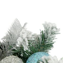 Flocked Pine With Teal And Silver Ornaments Artificial Christmas Wreath, 24-Inch, Unlit -Best Christmas Store northlight kji82572 3 updated2022 46819.1667657669