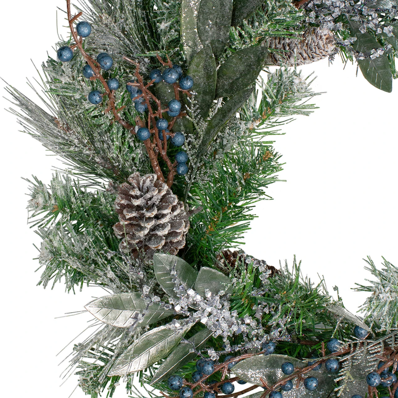 Mixed Pine And Blueberries Artificial Christmas Wreath -24-Inch, Unlit 2 Mixed Pine And Blueberries Artificial Christmas Wreath -24-Inch, Unlit - Image 2