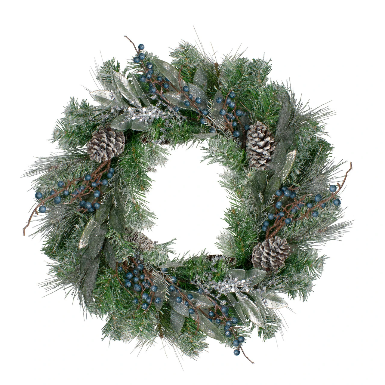 Mixed Pine And Blueberries Artificial Christmas Wreath -24-Inch, Unlit 1 Mixed Pine And Blueberries Artificial Christmas Wreath -24-Inch, Unlit