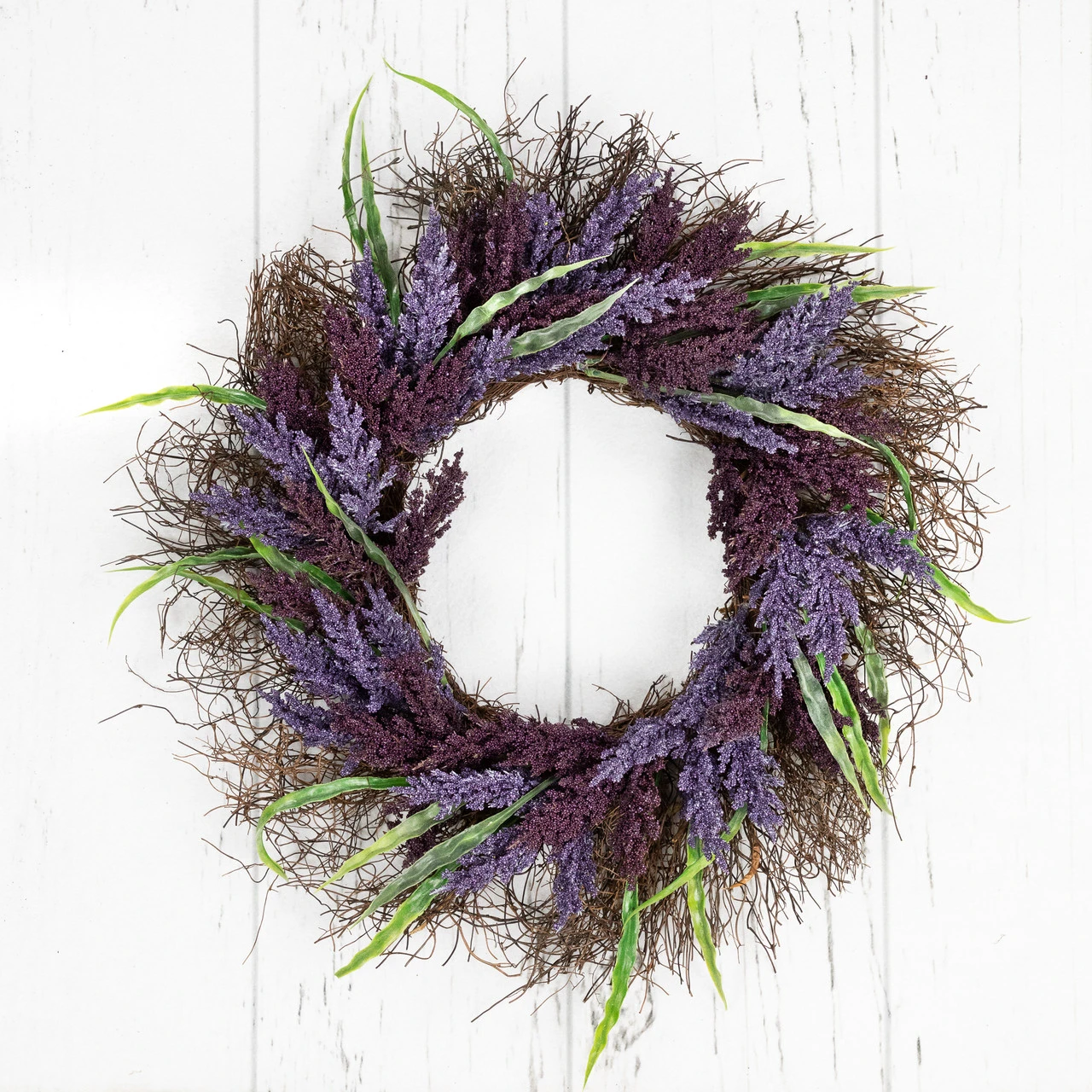 Lavender Spiral Vine Wreath, 22-Inch, Unlit 2 Lavender Spiral Vine Wreath, 22-Inch, Unlit - Image 2