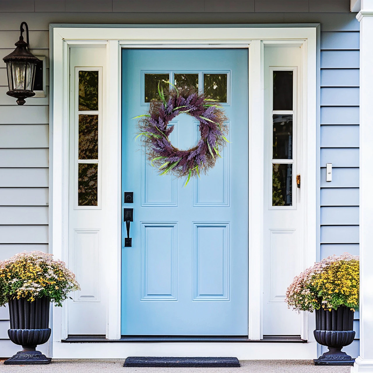 Lavender Spiral Vine Wreath, 22-Inch, Unlit 3 Lavender Spiral Vine Wreath, 22-Inch, Unlit - Image 3