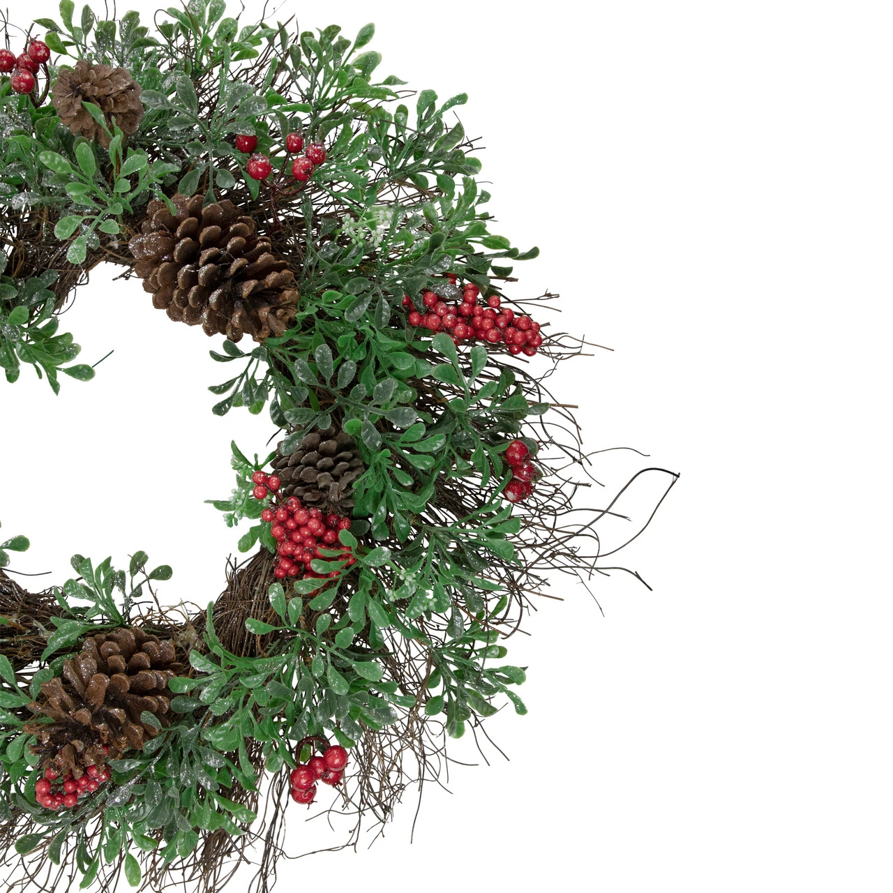 Glittered Pine Cone And Red Berry Artificial Christmas Wreath, 24-Inch, Unlit 3 Glittered Pine Cone And Red Berry Artificial Christmas Wreath, 24-Inch, Unlit - Image 3