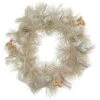 Champagne Gold Apple And Pine Needle Artificial Christmas Wreath, 24-Inch, Unlit