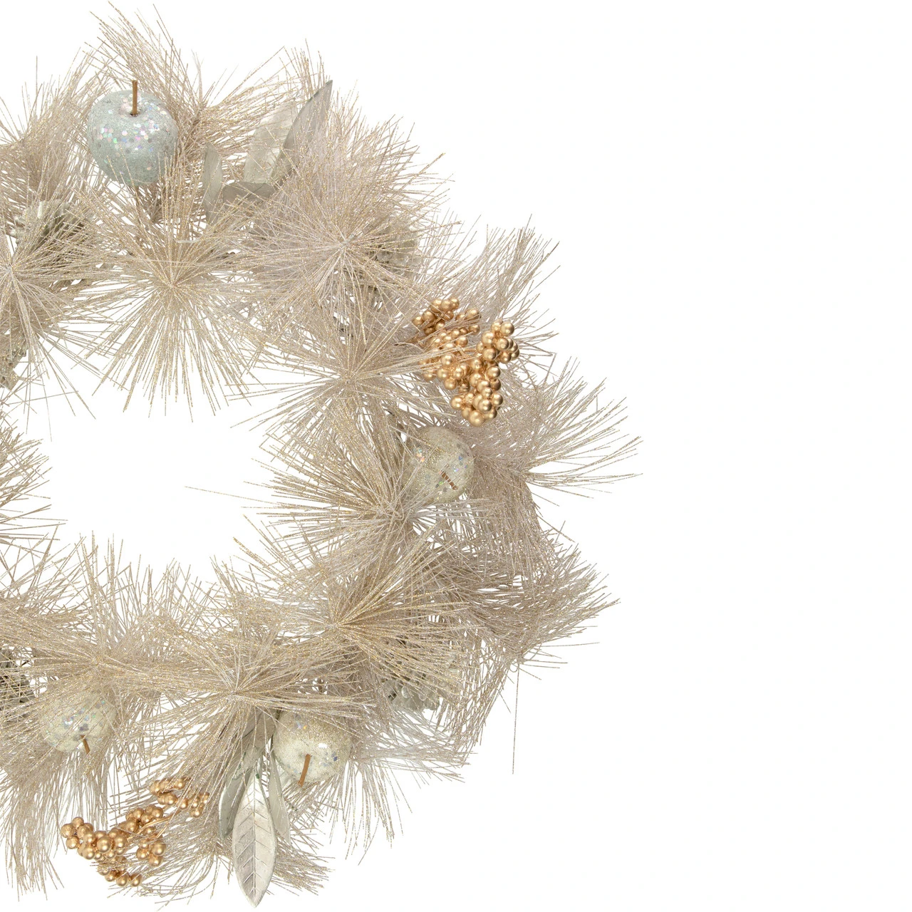 Champagne Gold Apple And Pine Needle Artificial Christmas Wreath, 24-Inch, Unlit 3 Champagne Gold Apple And Pine Needle Artificial Christmas Wreath, 24-Inch, Unlit - Image 3