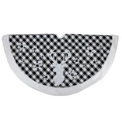 48" Black And White Plaid Reindeer Christmas Tree Skirt -Best Christmas Store northlight l15306 3 19660.1667573492