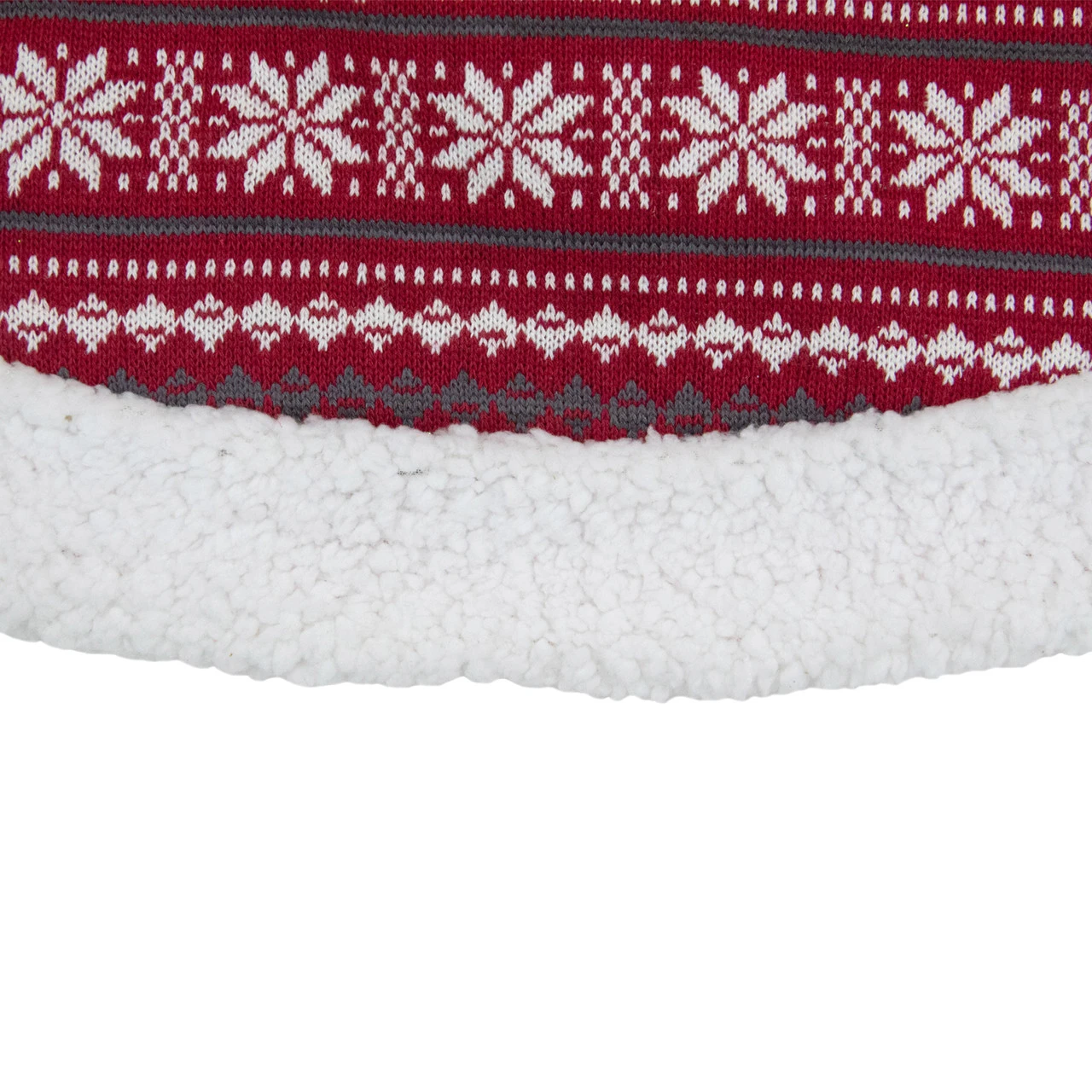 48" Red And White Knitted Snowflake Lodge Christmas Tree Skirt 3 48" Red And White Knitted Snowflake Lodge Christmas Tree Skirt - Image 3