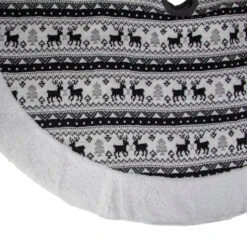 48" Black And White Knitted Reindeer Lodge Round Christmas Tree Skirt -Best Christmas Store northlight l27905 1 54250.1667572667