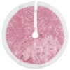 20" Pink Glittered Mini Christmas Tree Skirt With White Fur Trim
