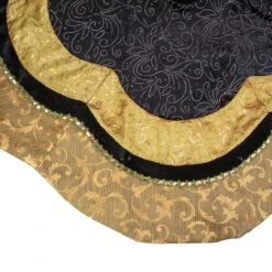 48" Black And Gold Velveteen Floral Scallop Christmas Tree Skirt -Best Christmas Store northlight l85474 2 44940.1667597479