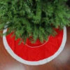 48" Red And White Quilted Faux Fur Border Christmas Tree Skirt