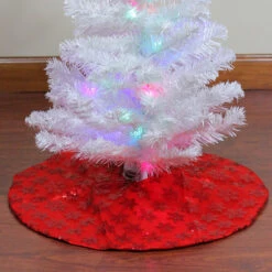 20" Red Sequin Snowflake Pattern Mini Christmas Tree Skirt