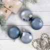60ct Denim Blue Shatterproof 2-Finish Christmas Ball Ornaments 2.5" (60mm)