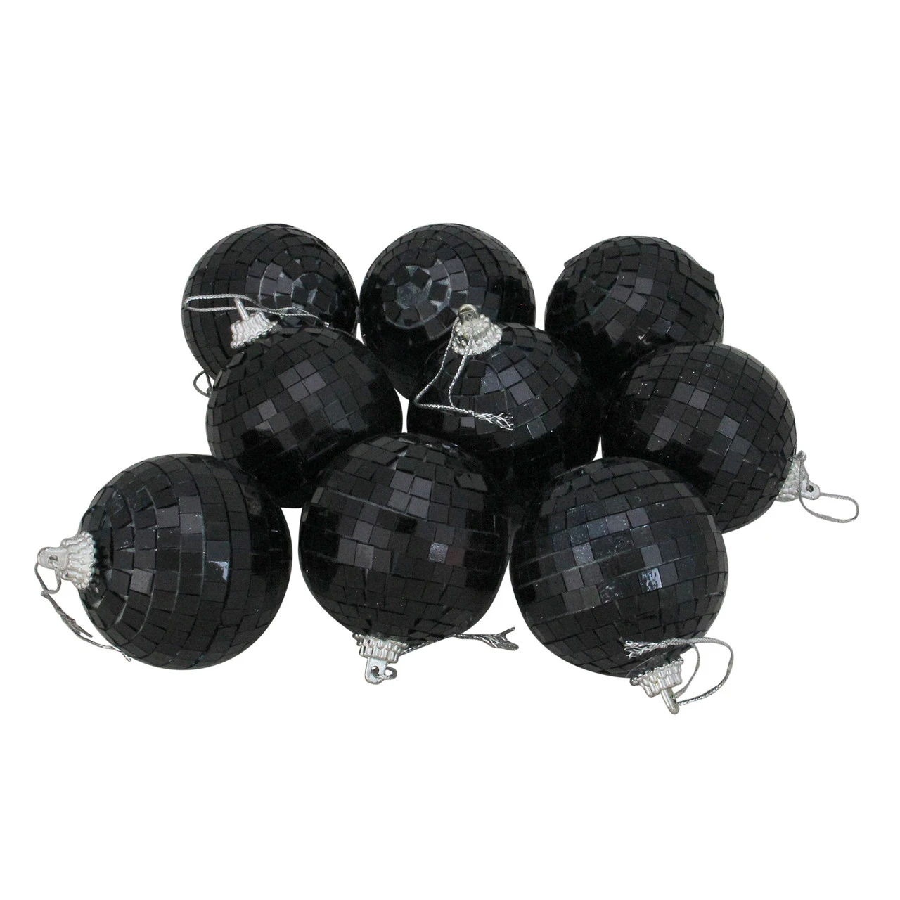 9ct Jet Black Mirrored Glass Disco Christmas Ball Ornaments 2.5" (60mm) 1 9ct Jet Black Mirrored Glass Disco Christmas Ball Ornaments 2.5" (60mm)