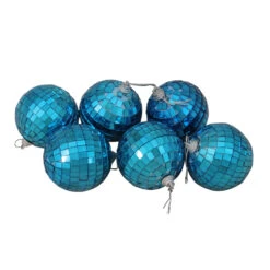 6ct Peacock Blue Mirrored Disco Ball Christmas Ornaments 2.75" 70mm