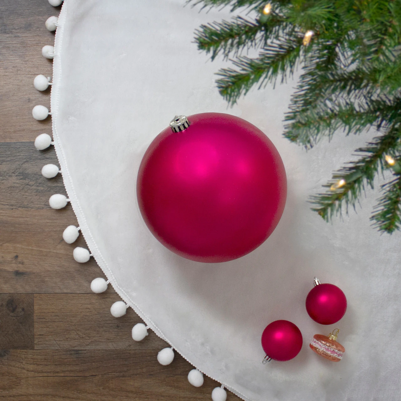Magenta Pink Shatterproof Matte Christmas Ball Ornament 8" (200mm) 2 Magenta Pink Shatterproof Matte Christmas Ball Ornament 8" (200mm) - Image 2