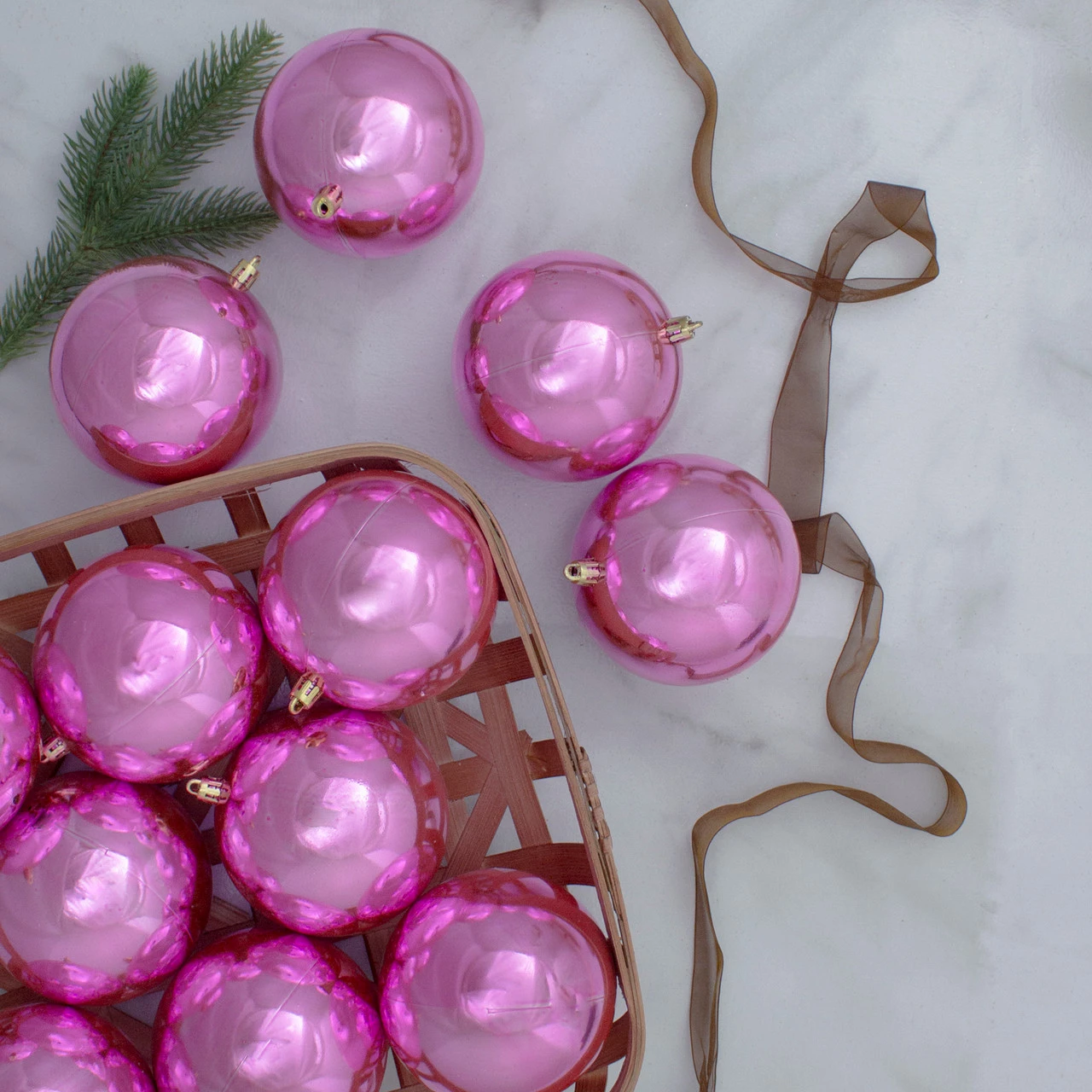 32ct Bubblegum Pink Shiny Shatterproof Christmas Ball Ornaments 3.25" (80mm) 2 32ct Bubblegum Pink Shiny Shatterproof Christmas Ball Ornaments 3.25" (80mm) - Image 2