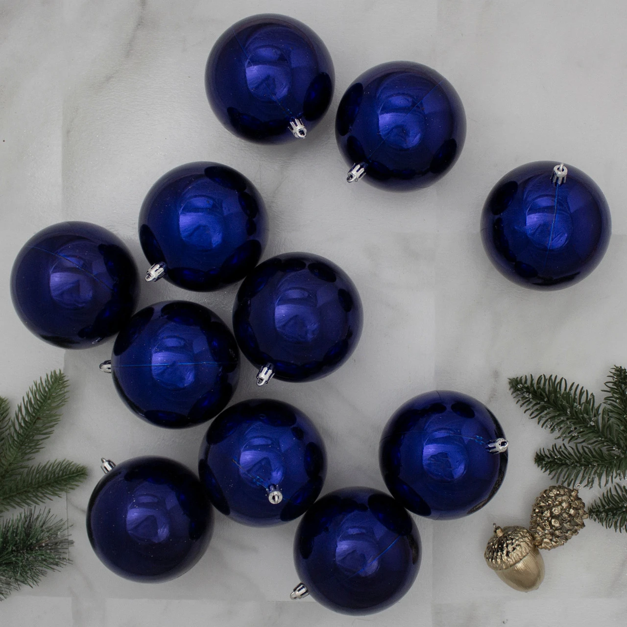 12ct Royal Blue Shiny Shatterproof Christmas Ball Ornaments 4" (101mm) 2 12ct Royal Blue Shiny Shatterproof Christmas Ball Ornaments 4" (101mm) - Image 2