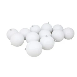 12ct Winter White Shatterproof Matte Christmas Ball Ornaments 4" (100mm)