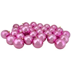 32ct Bubblegum Pink Shiny Shatterproof Christmas Ball Ornaments 3.25" (80mm)