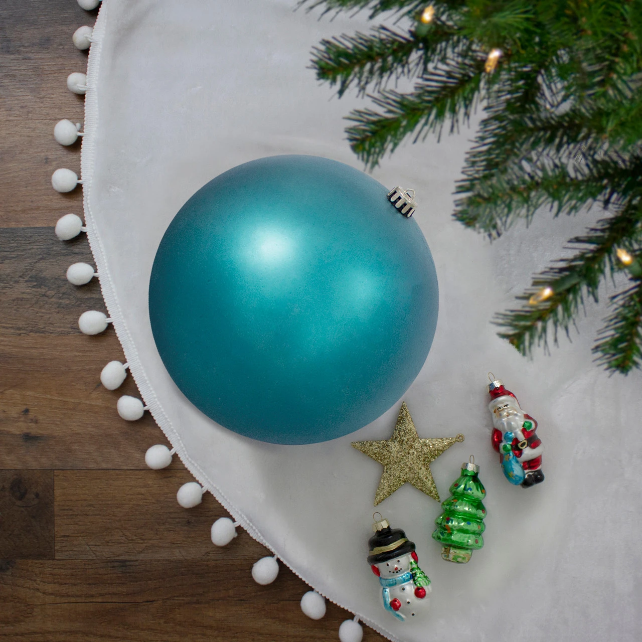Turquoise Blue Matte Shatterproof Christmas Ball Ornament 10" (250mm) 2 Turquoise Blue Matte Shatterproof Christmas Ball Ornament 10" (250mm) - Image 2