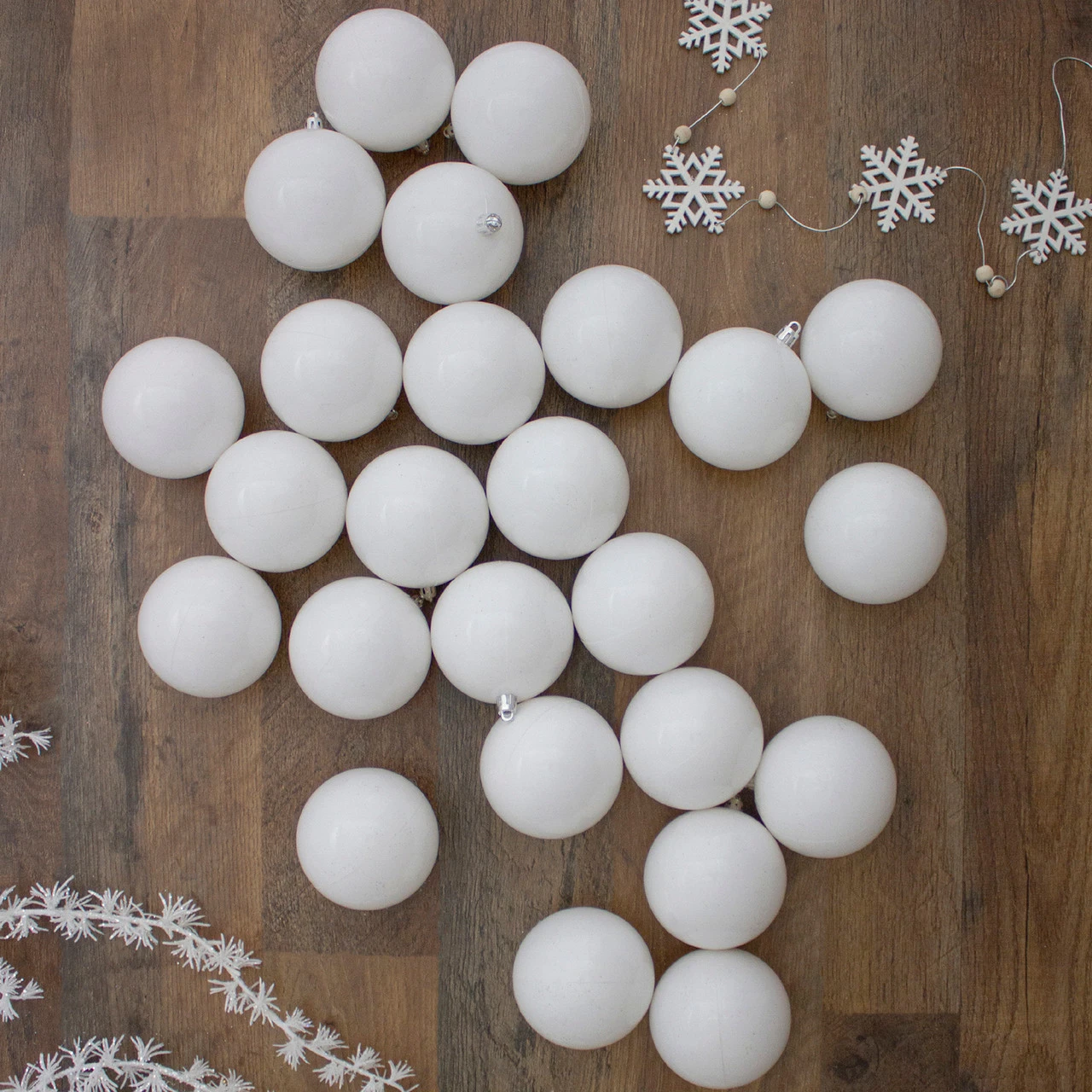 32ct Winter White Shatterproof Shiny Christmas Ball Ornaments 3.25 Inches 80mm 2 32ct Winter White Shatterproof Shiny Christmas Ball Ornaments 3.25 Inches 80mm - Image 2