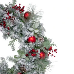 Flocked Artificial Mixed Pine And Red Ball And Berries Christmas Wreath, 40-Inch, Unlit -Best Christmas Store northlight ll89767 2 updated 68937.1667573262