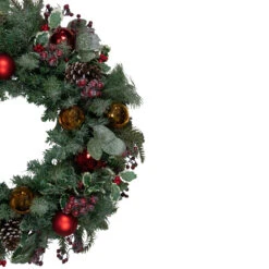 Frosted Long Needle Pine And Ornaments Artificial Christmas Wreath, 32-Inch -Best Christmas Store northlight ll89768 2 68309.1667553560