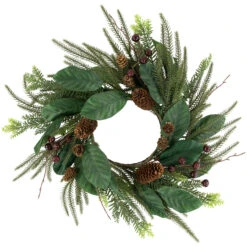 Mixed Foliage With Berries Artificial Christmas Wreath, 20-Inch, Unlit