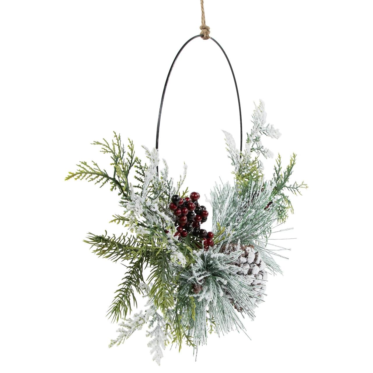 Frosted Mixed Foliage With Berries And Pinecone Artificial Christmas Wreath, 16-Inch, Unlit 4 Frosted Mixed Foliage With Berries And Pinecone Artificial Christmas Wreath, 16-Inch, Unlit - Image 4