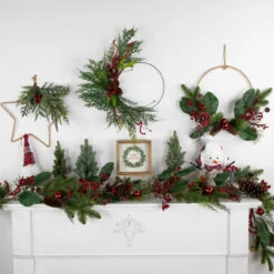 Red And Green Foliage, Pinecones And Berries Artificial Christmas, 17-Inch, Unlit -Best Christmas Store northlight ll94350 styled also20use20for20ll943202cll943212cll94347 08415.1680184577