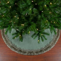 48" Green Burlap Christmas Tree Skirt With Faux Fur Trim -Best Christmas Store northlight lt90710 5 84626.1667576852