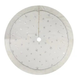 48" White With Silver Sequined Stars Christmas Tree Skirt -Best Christmas Store northlight lt90724 sample 93615.1667576856