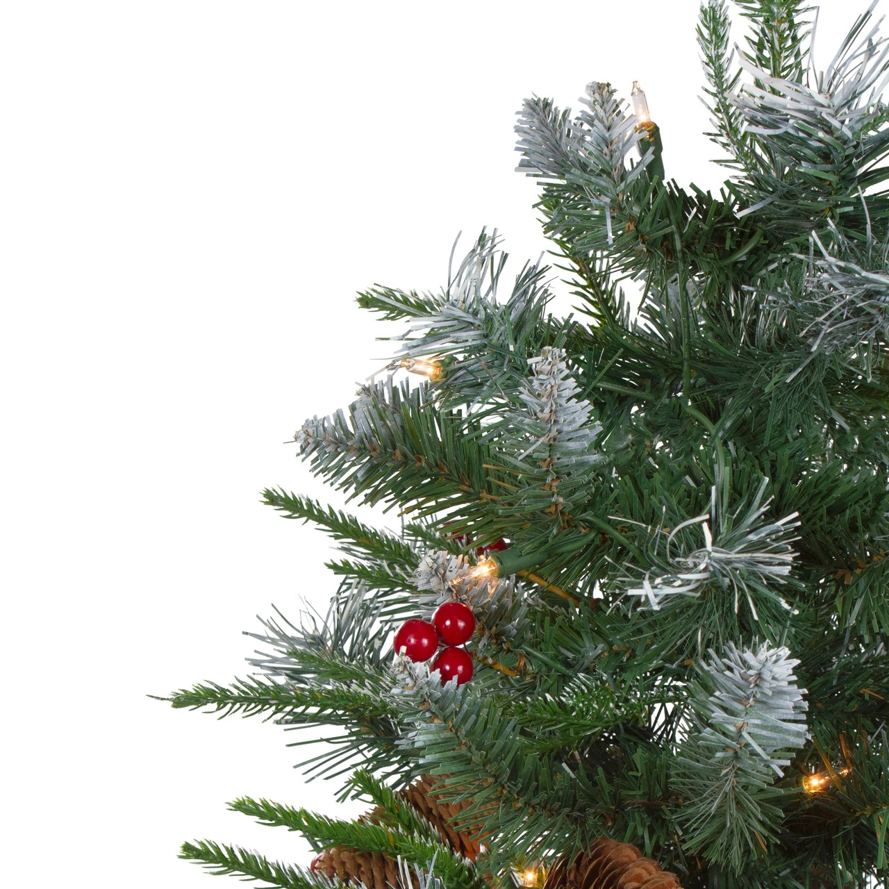 4' Pre-Lit Frosted Mixed Berry Pine Artificial Christmas Tree In Pot - Clear Lights 3 4' Pre-Lit Frosted Mixed Berry Pine Artificial Christmas Tree In Pot - Clear Lights - Image 3