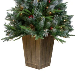 4' Pre-Lit Frosted Mixed Berry Pine Artificial Christmas Tree In Pot - Clear Lights 11 4' Pre-Lit Frosted Mixed Berry Pine Artificial Christmas Tree In Pot - Clear Lights -Best Christmas Store northlight lt91581 4 24089.1667533858