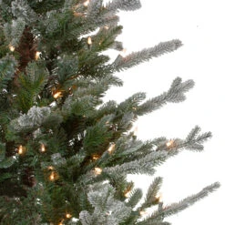 7.5' Pre-Lit Flocked Little River Fir Artificial Christmas Tree - Clear Lights -Best Christmas Store northlight lt91587 3 60322.1675807569
