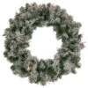Pre-Lit Flocked Victoria Pine Artificial Christmas Wreath - 24-Inch, Clear Lights